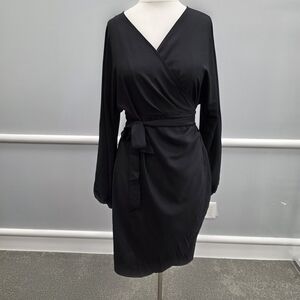 Coco + Carmen Black Long Sleeve Wrap Dress
